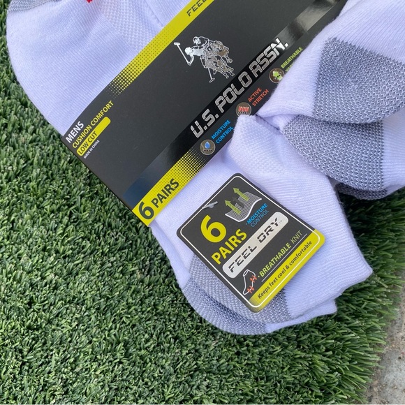 US Polo Assn White Low Cut 6 Pairs Comfort Sock Pack - Picture 6 of 6